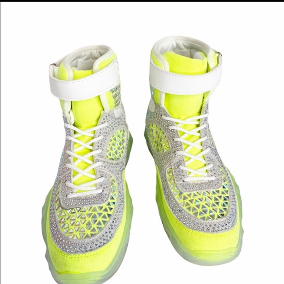Cape Robbin Vada Rhinestone Embellished Sneakers Lime Green Size 6 🆕 - Picture 6 of 8